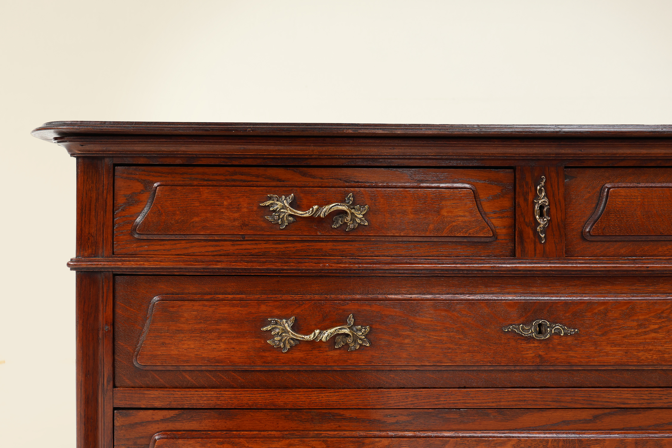 French Antique carved oak chest of drawers thumbnail